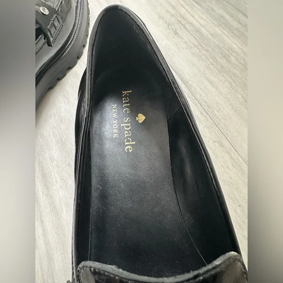 Kate Spade Patent Black Loafers with Rhinestone Accents - Picture 13 of 16